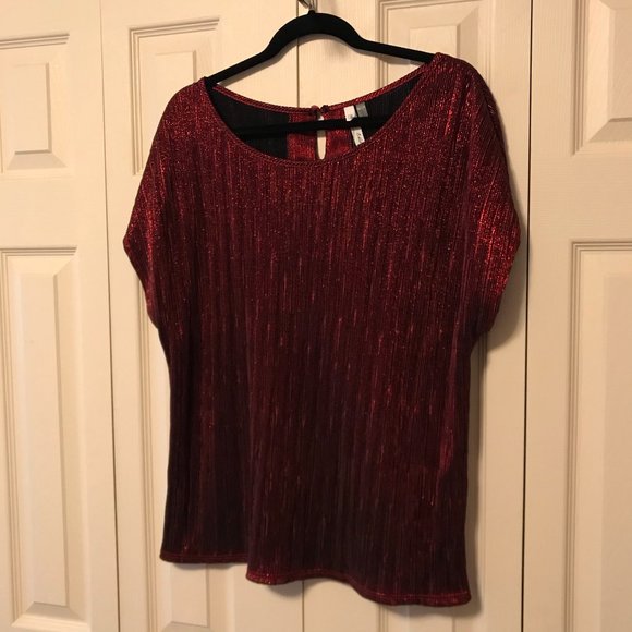 NEW Ruby Metallic/Glitter Top NY Collection Plus - Picture 5 of 10